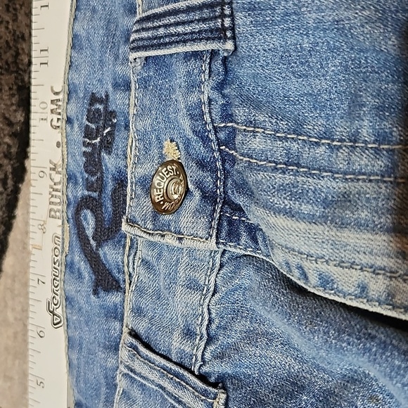 REQUEST EMBROIDERED DOUBLE POCKET STRAIGHT LEG DENIM JEAN - Picture 7 of 16